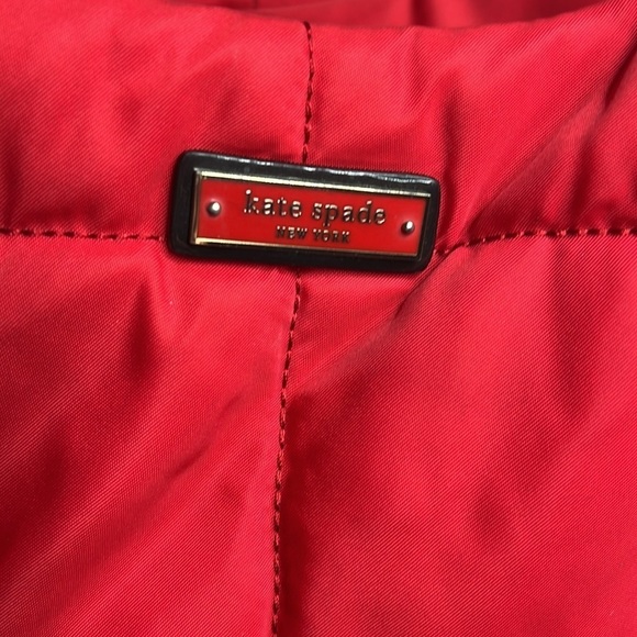 Kate Spade Red Quilted Brown Patent Leather Zip Shoulder Tote Bag - Picture 5 of 13